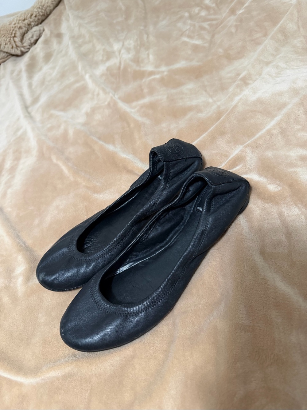 Tory Burch Eddie Black Leather Women's Ballet Flats Size 7M